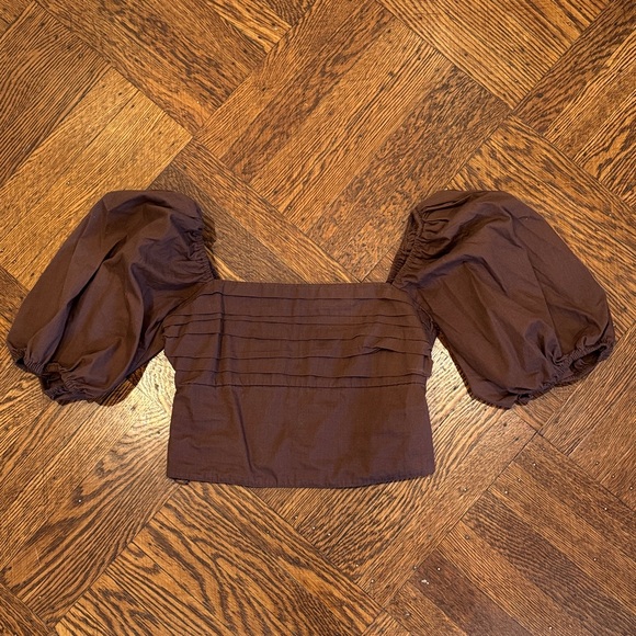 Abercrombie Brown Puff Sleeve Top - Picture 1 of 3